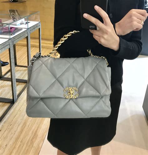 grey chanel 19|Chanel 19 handbags.